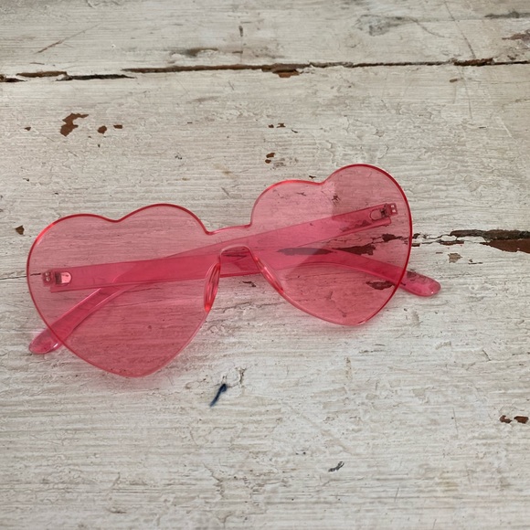 Pink Plastic Heart Sunglasses - Picture 1 of 4
